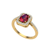 Solid Gold Ruby Diamond Solitaire Ring