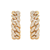 Solid Gold Diamond Curb Chain Hoop Earrings