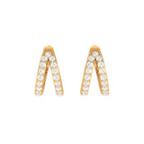 Solid Gold Diamond Huggie Hoop Earrings