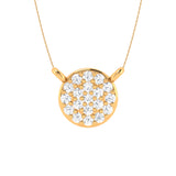 Solid Gold Round Disc Diamond Necklace