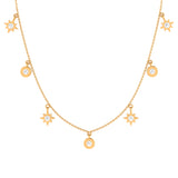 Solid Gold Diamond Starburst Celestial Necklace