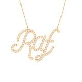 Solid Gold Diamond Script Letter Personalized Necklace