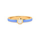 Solid Gold Solitaire Diamond Enamel Ring