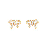 Solid Gold Ribbon Bow Diamond Studs