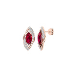 Solid Gold Marquise Ruby Diamond Studs