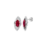 Solid Gold Marquise Ruby Diamond Studs