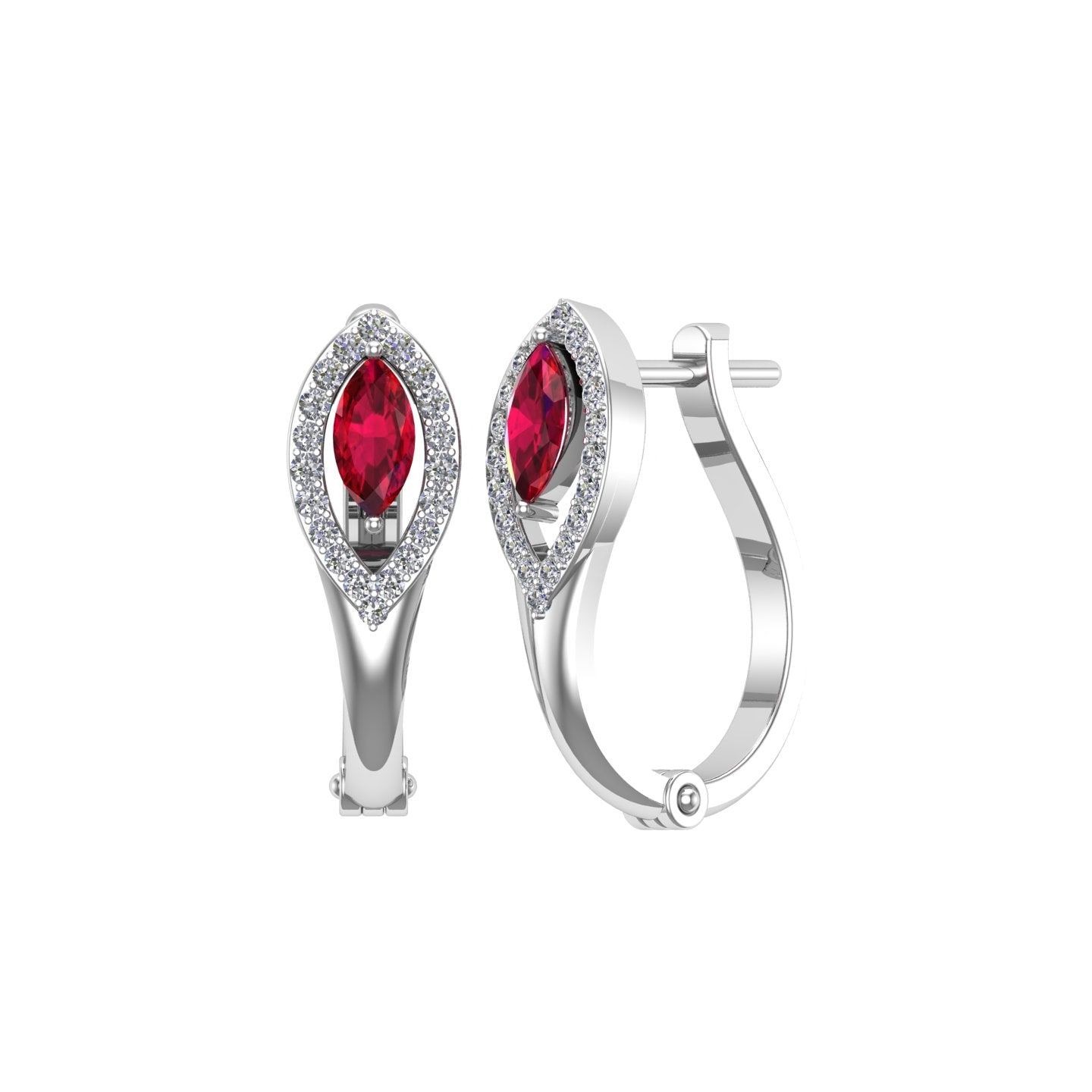Solid Gold Ruby Diamond Earrings
