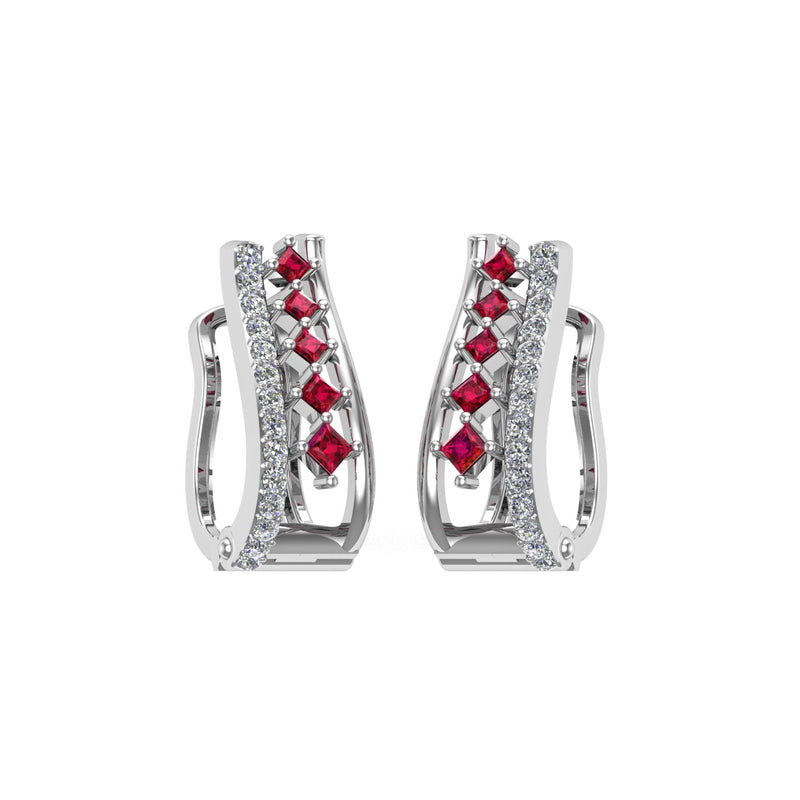 Ruby Diamond Vintage Hoop Earrings