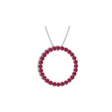 Solid Gold Ruby Open Circle Pendant Necklace