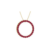 Solid Gold Ruby Open Circle Pendant Necklace
