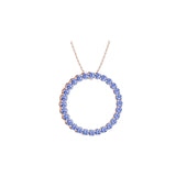 Solid Gold Sapphire Open Circle Pendant