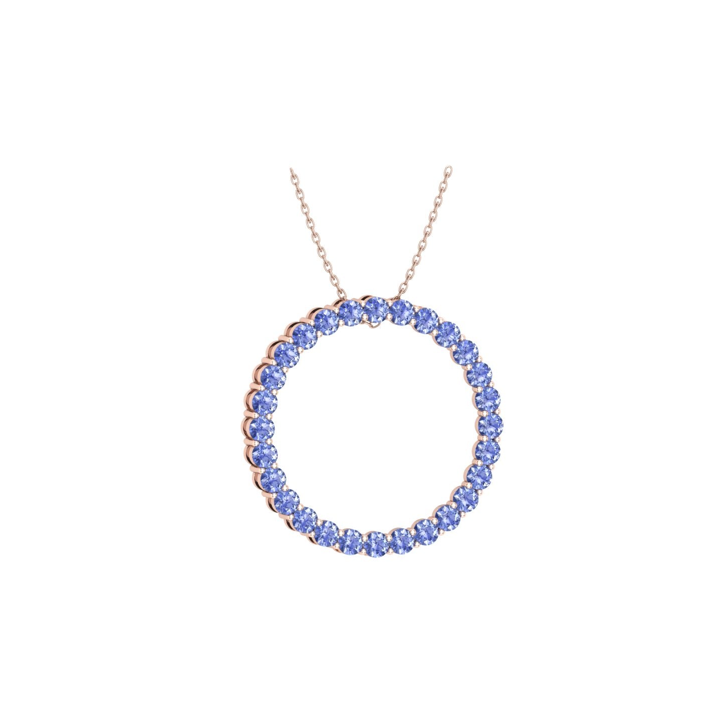 Solid Gold Sapphire Open Circle Pendant