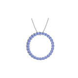 Solid Gold Sapphire Open Circle Pendant