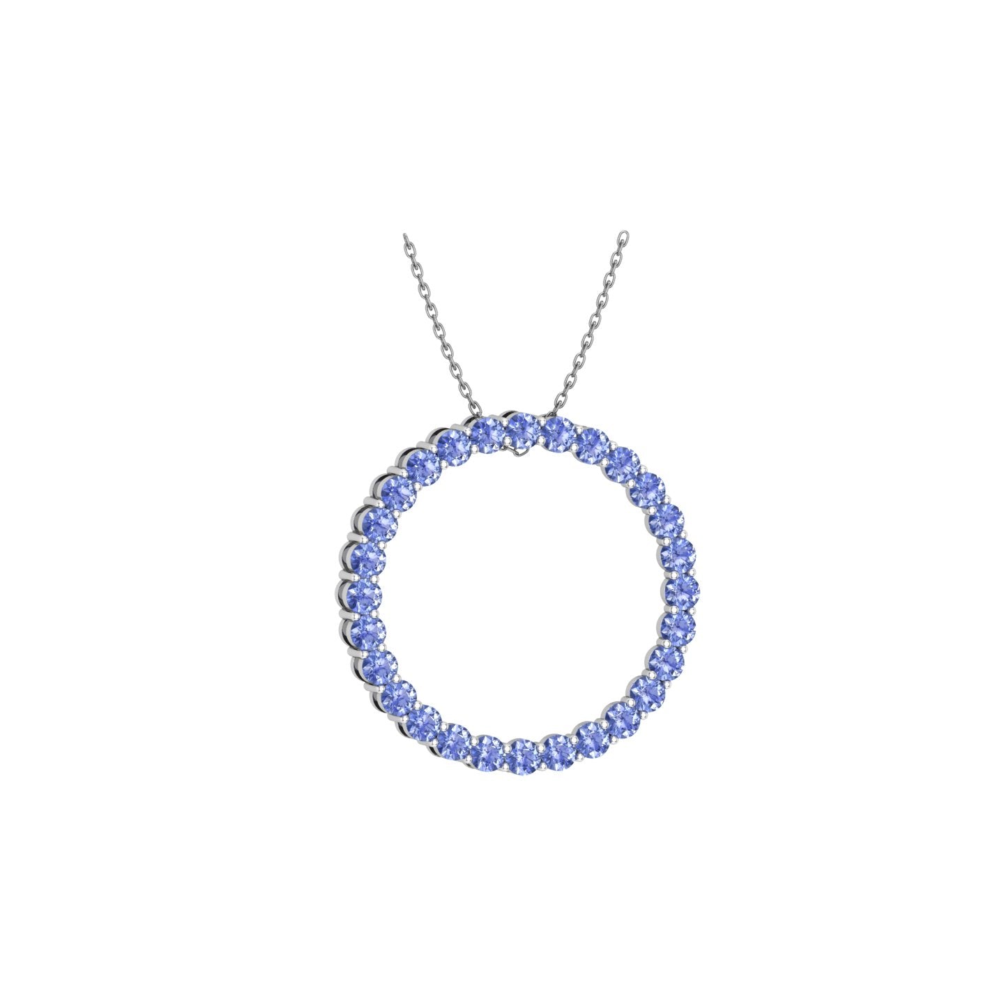 Solid Gold Sapphire Open Circle Pendant
