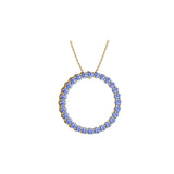 Solid Gold Sapphire Open Circle Pendant