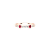 Solid Gold Ruby Diamond Minimal Ring