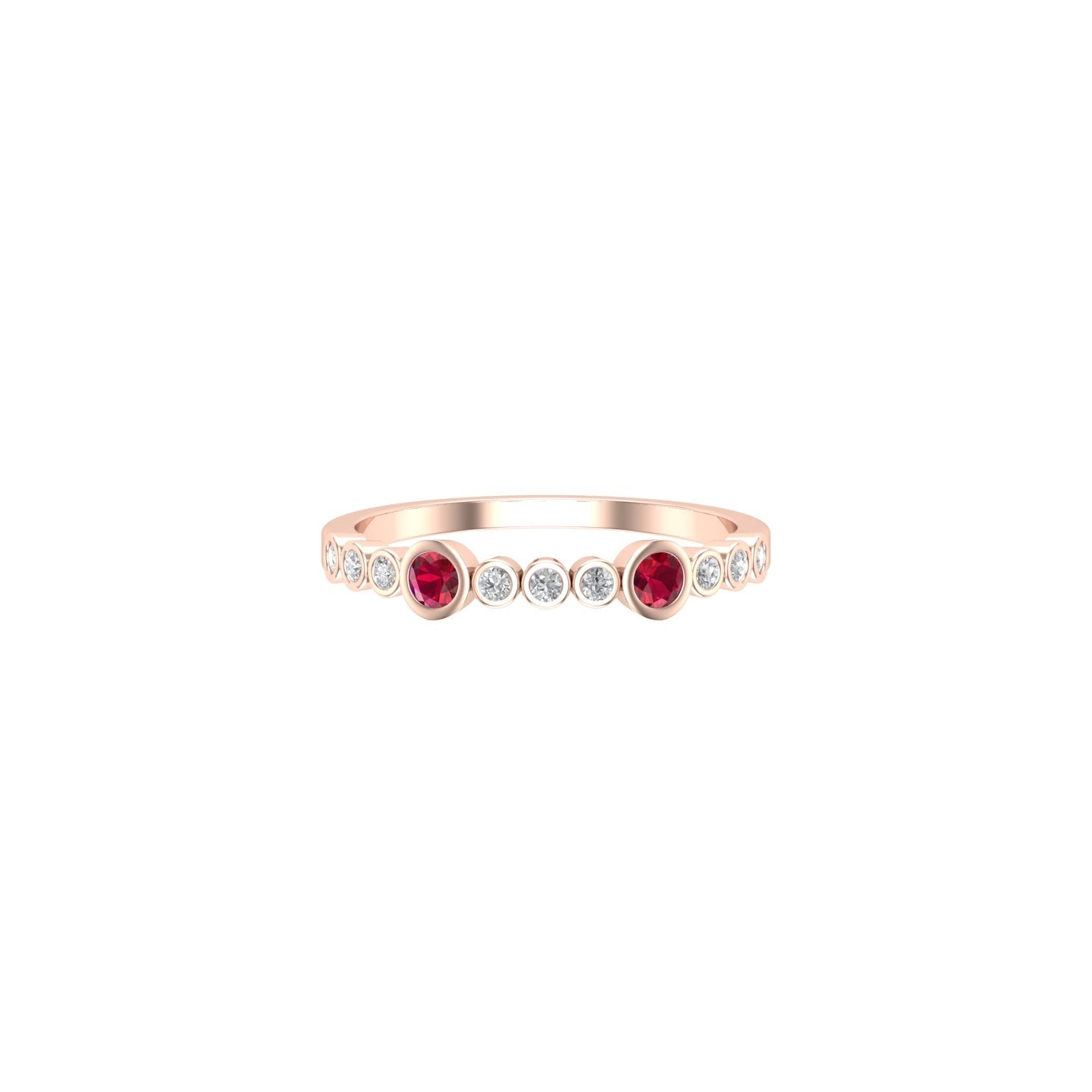 Solid Gold Ruby Diamond Minimal Ring