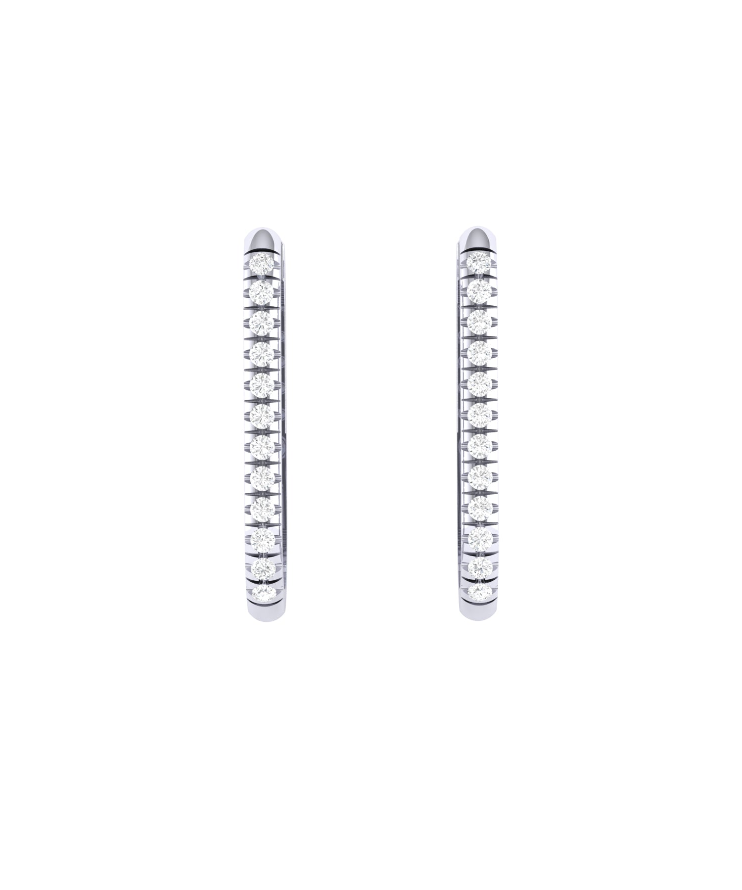 Solid Gold Diamond Oblong Rectangle Hoop Earring