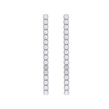 Solid Gold Diamond Long Strip Earrings