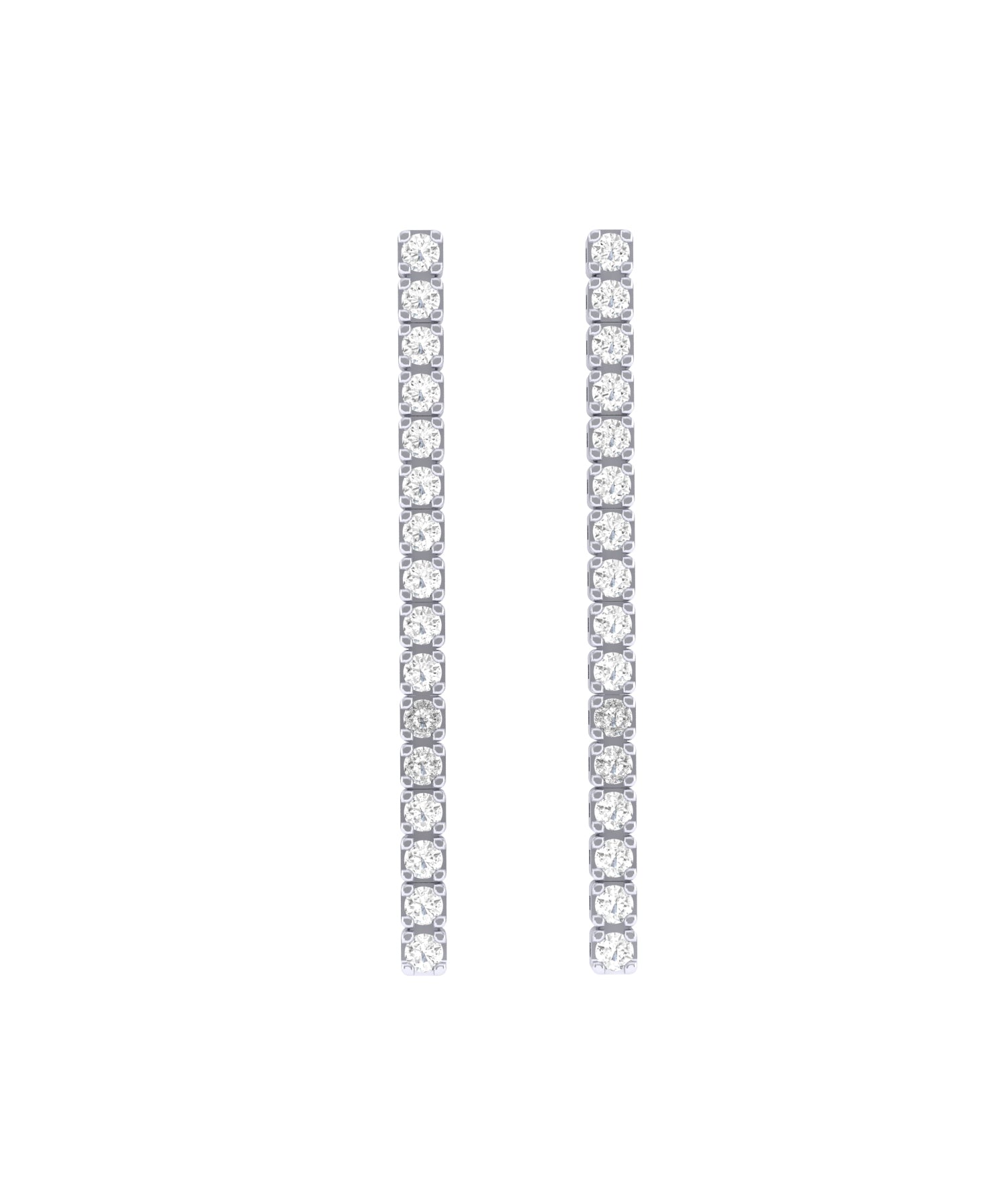 Solid Gold Diamond Long Strip Earrings