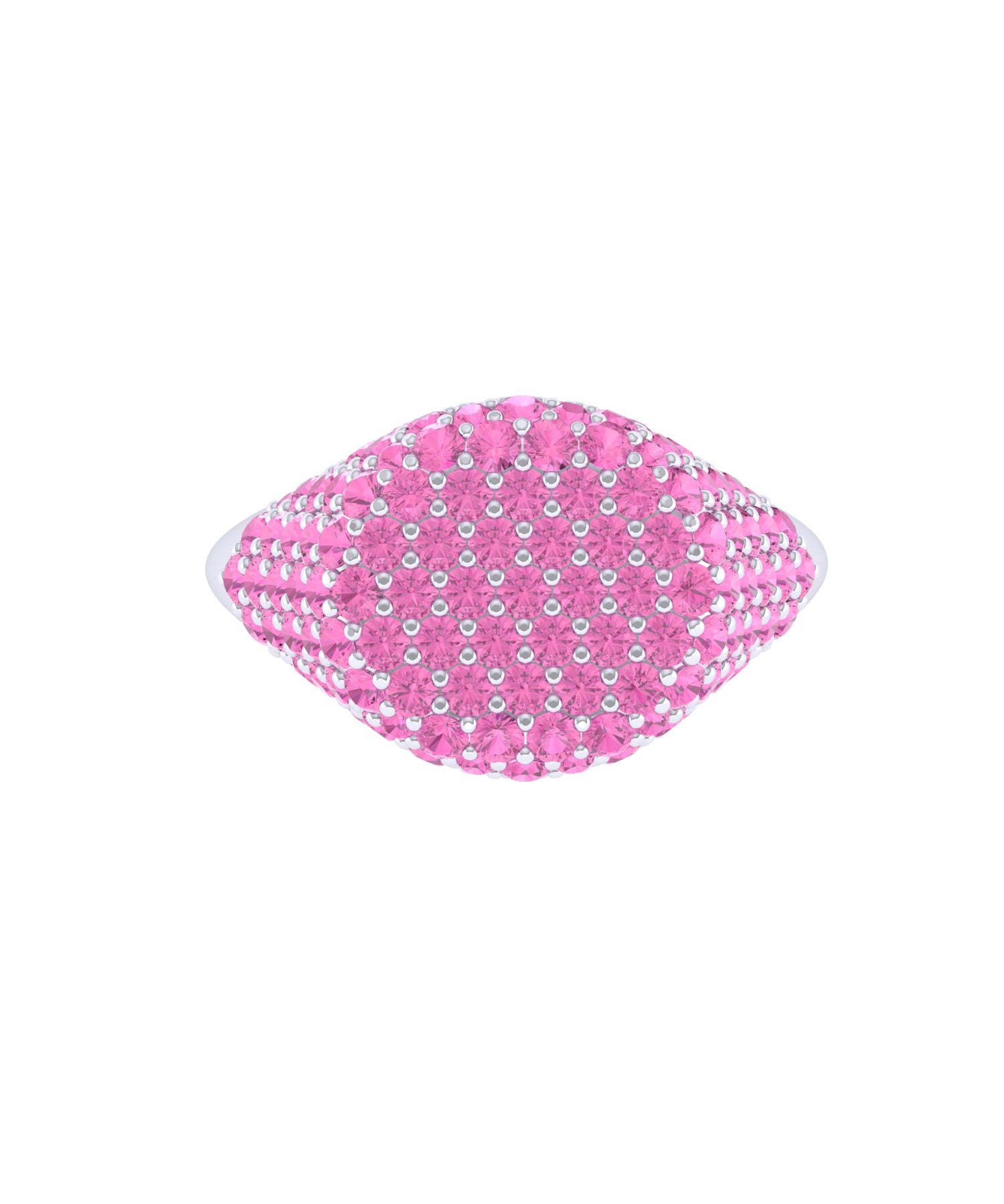 Solid Gold Pink Sapphire Pave Signet Ring