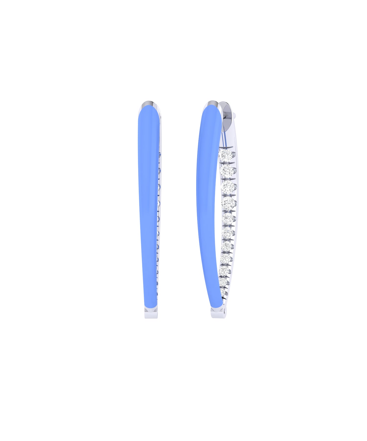 Solid Gold Diamond Enamel Hoops
