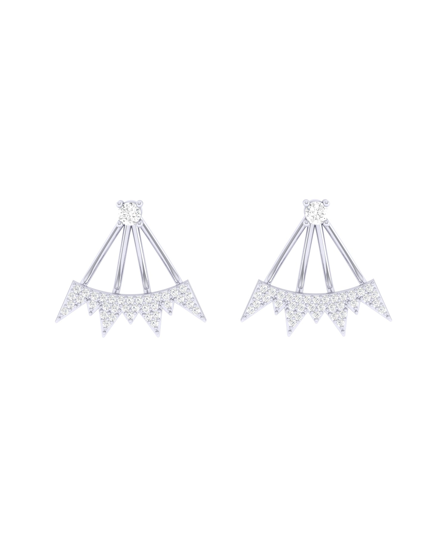 Solid Gold Diamond Jacket Stud Earrings