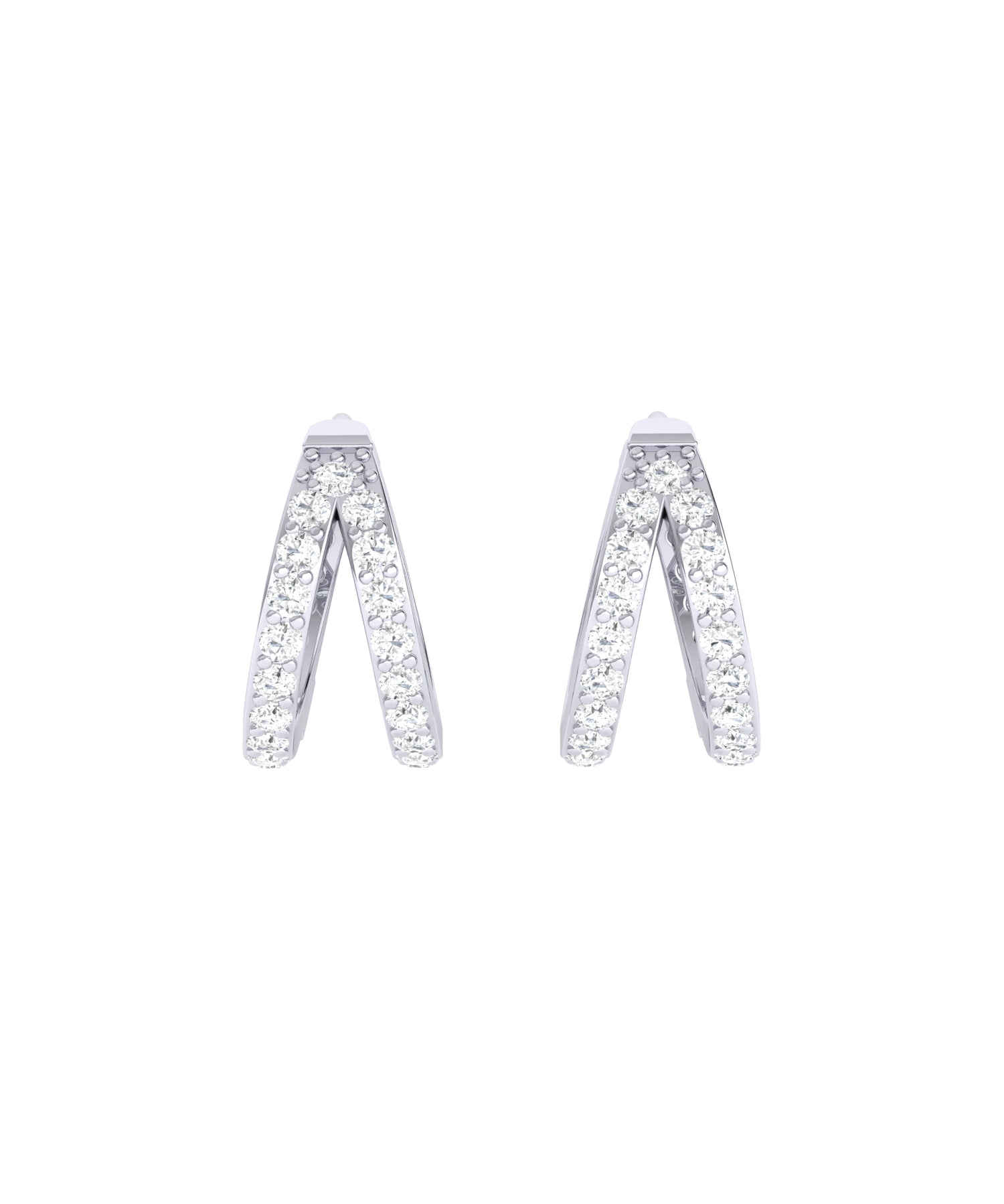 Solid Gold Diamond Huggie Hoop Earrings