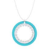 Solid Gold Enamel Open Circle Diamond Necklace