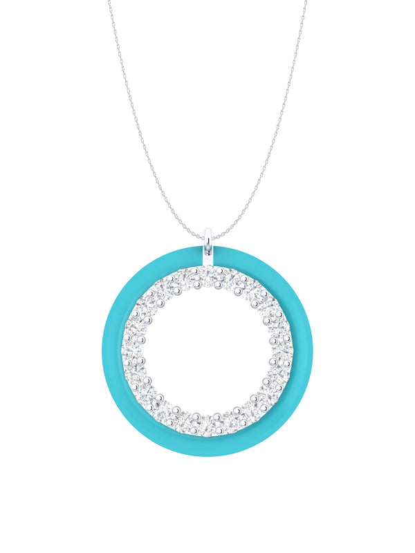 Enamel Open Circle Diamond Necklace