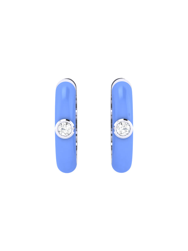 Enamel Diamond Huggie Earrings