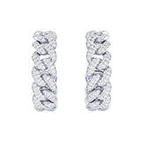 Solid Gold Diamond Curb Chain Hoop Earrings