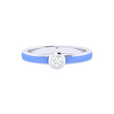 Solid Gold Solitaire Diamond Enamel Ring