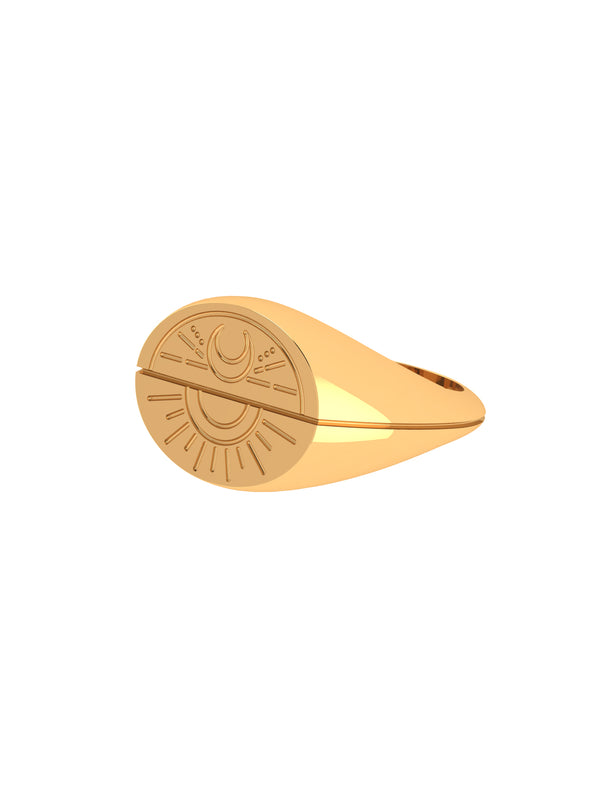Solid Gold Sunset Signet Ring