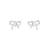 Solid Gold Ribbon Bow Diamond Studs