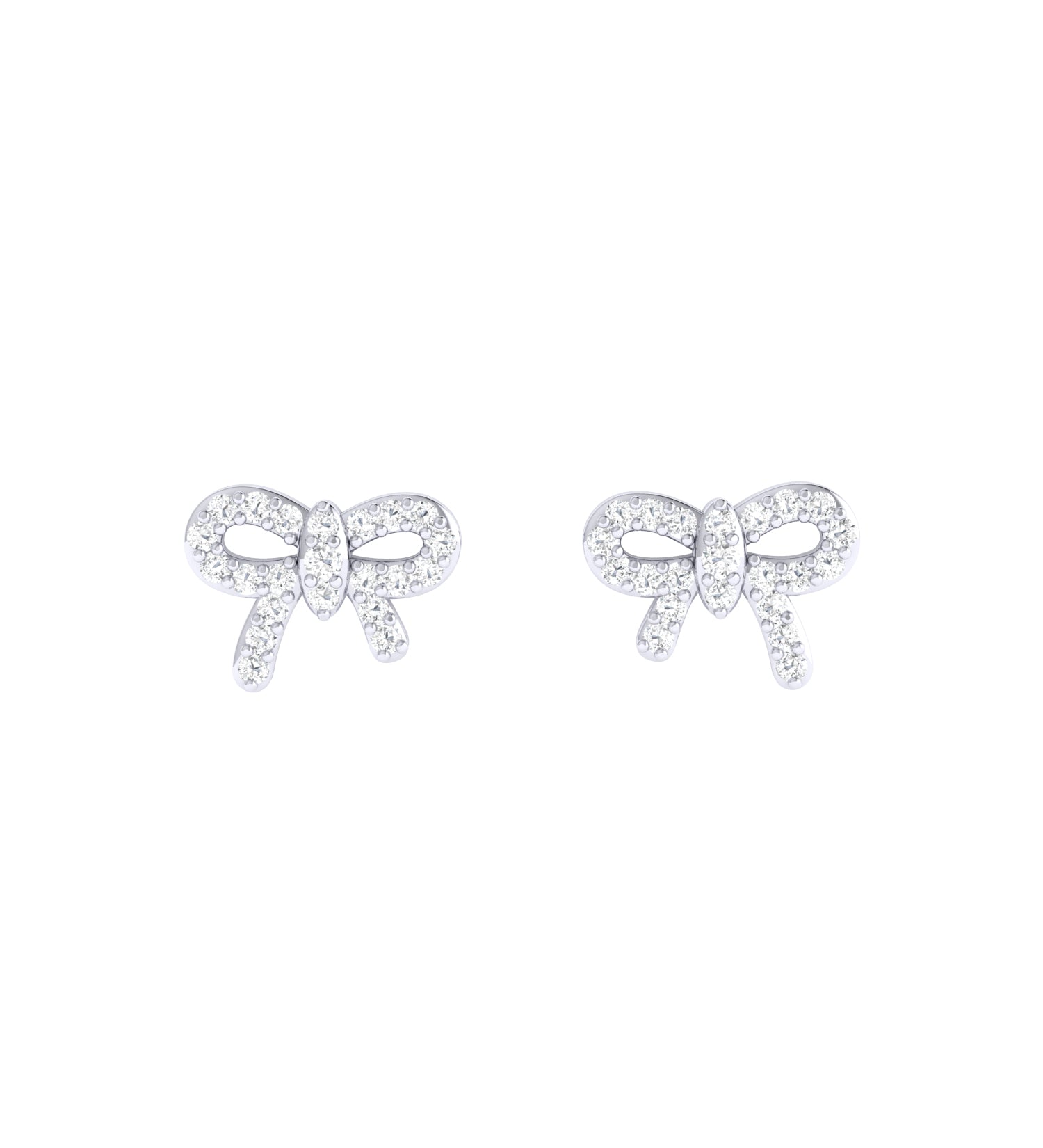 Solid Gold Ribbon Bow Diamond Studs