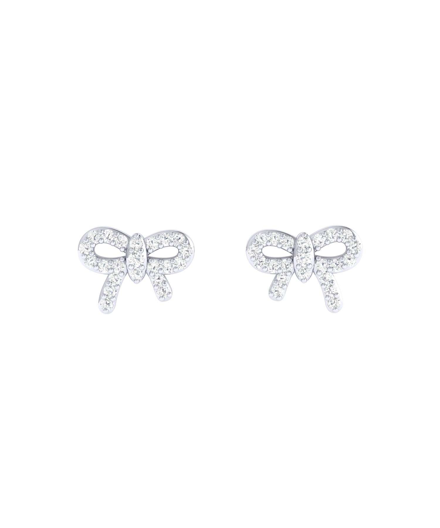 Solid Gold Ribbon Bow Diamond Studs