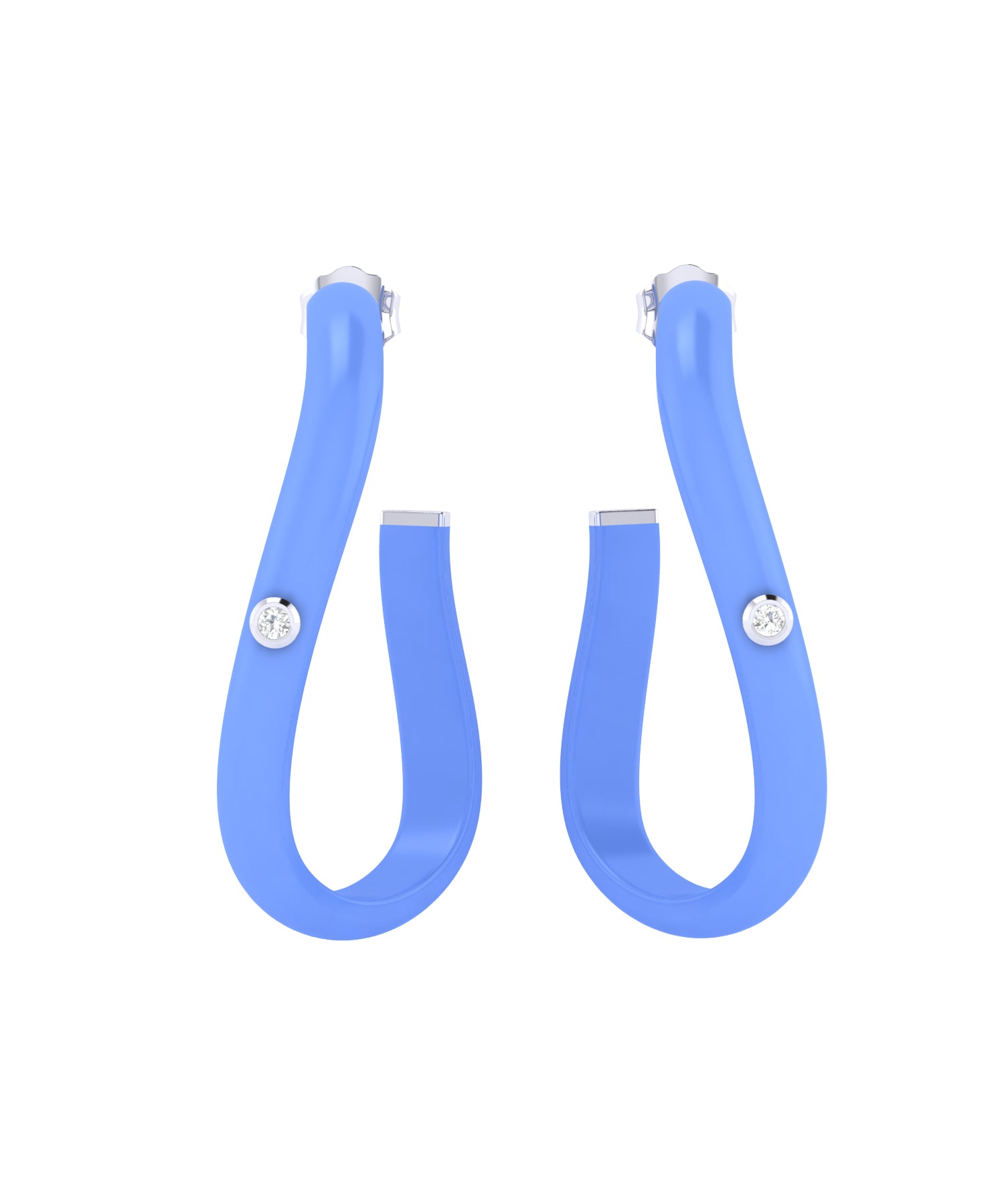 Solid Gold Diamond Enamel Hoop Earring