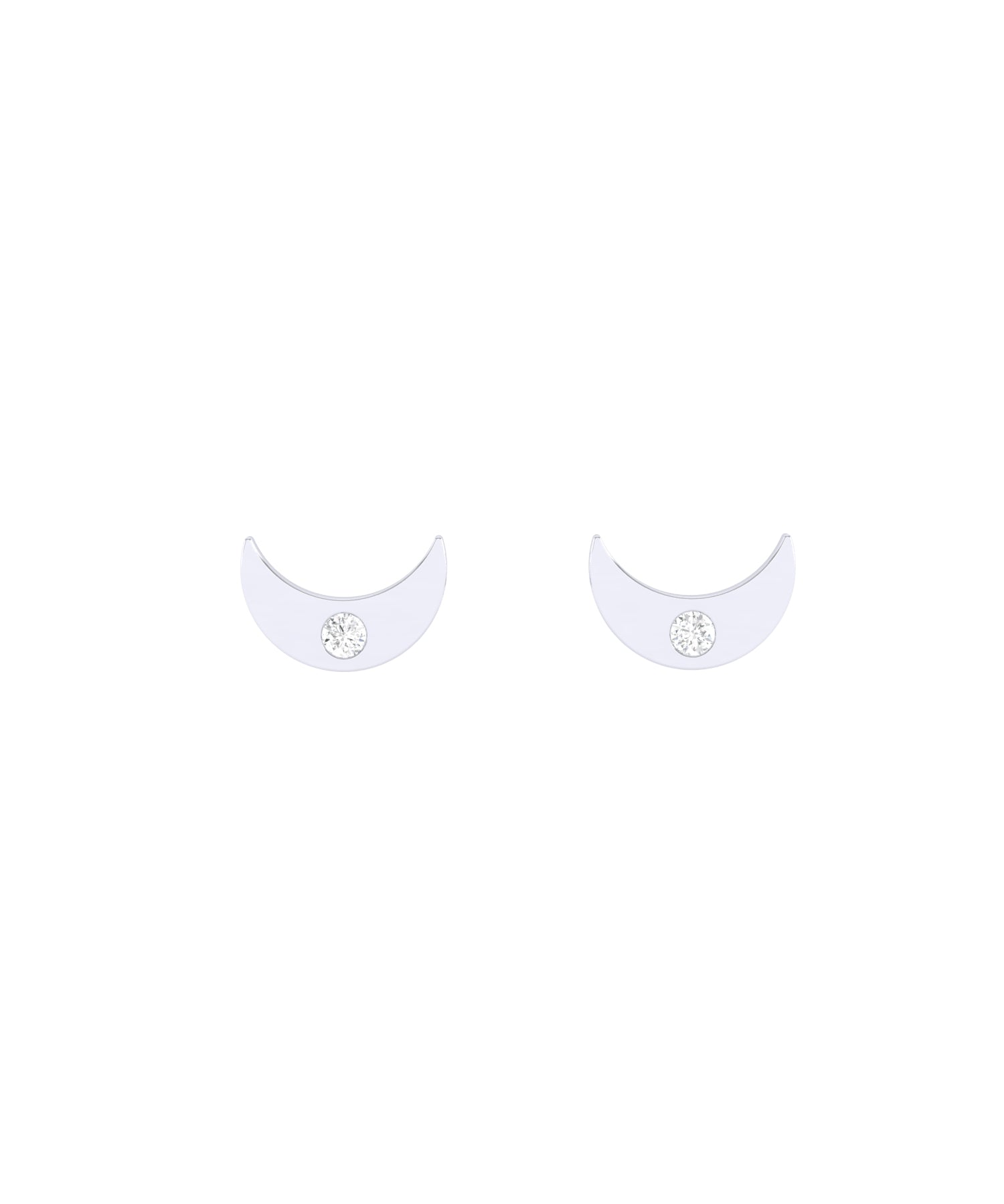 Solid Gold Tiny Crescent Diamond Studs