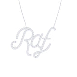 Solid Gold Diamond Script Letter Personalized Necklace