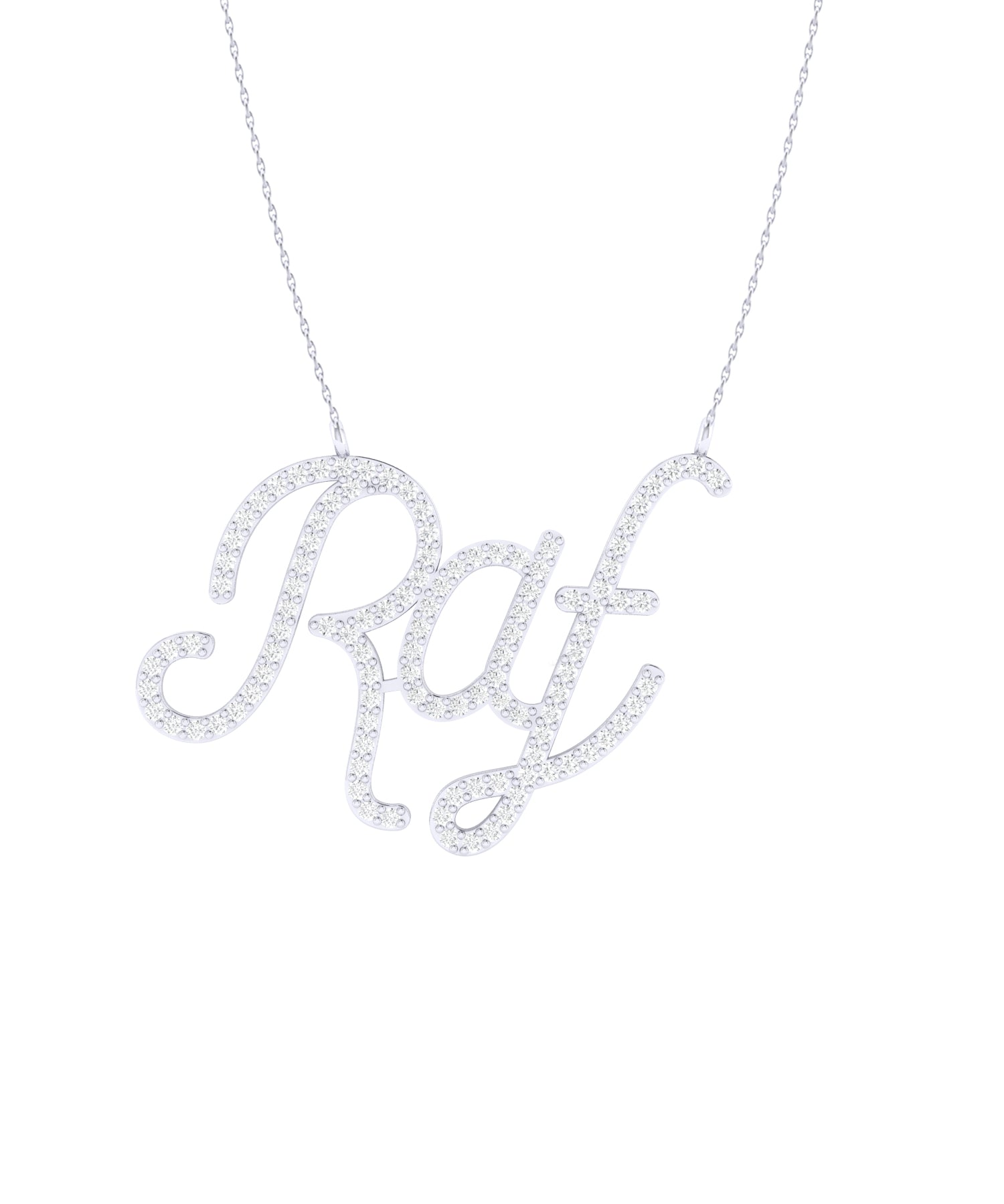 Solid Gold Diamond Script Letter Personalized Necklace