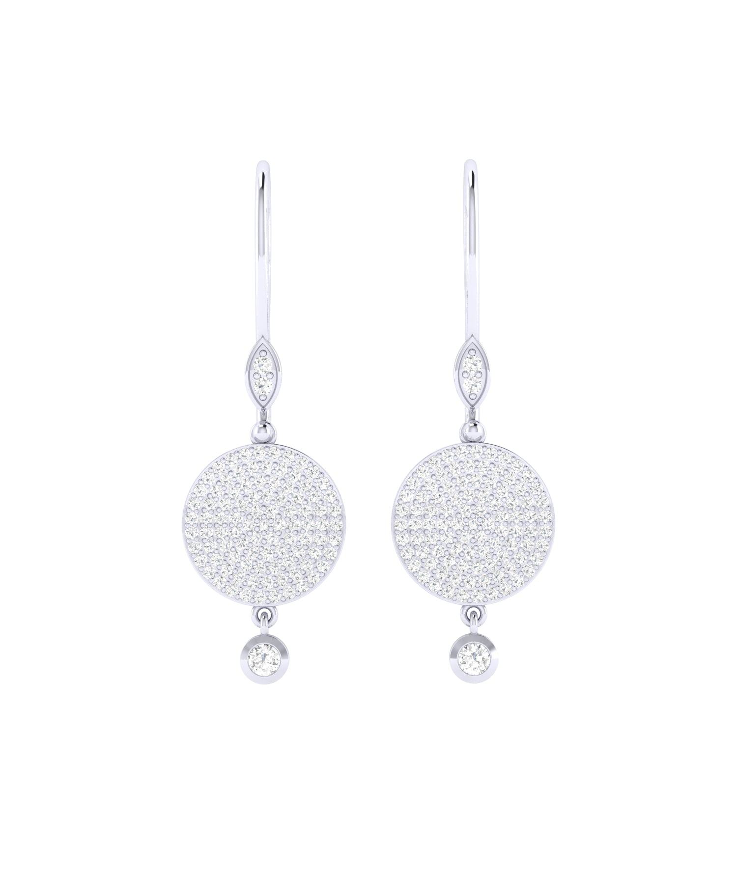 Solid Gold Diamond Disc Circle Earrings