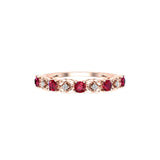 Solid Gold Ruby Diamond Half Eternity Engagement Ring
