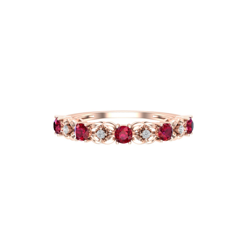 Ruby Diamond Half Eternity Engagement Ring