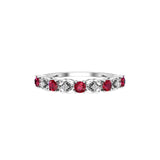 Solid Gold Ruby Diamond Half Eternity Engagement Ring