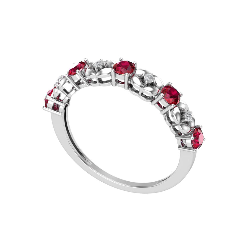 Ruby Diamond Half Eternity Engagement Ring