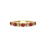 Solid Gold Ruby Diamond Half Eternity Engagement Ring