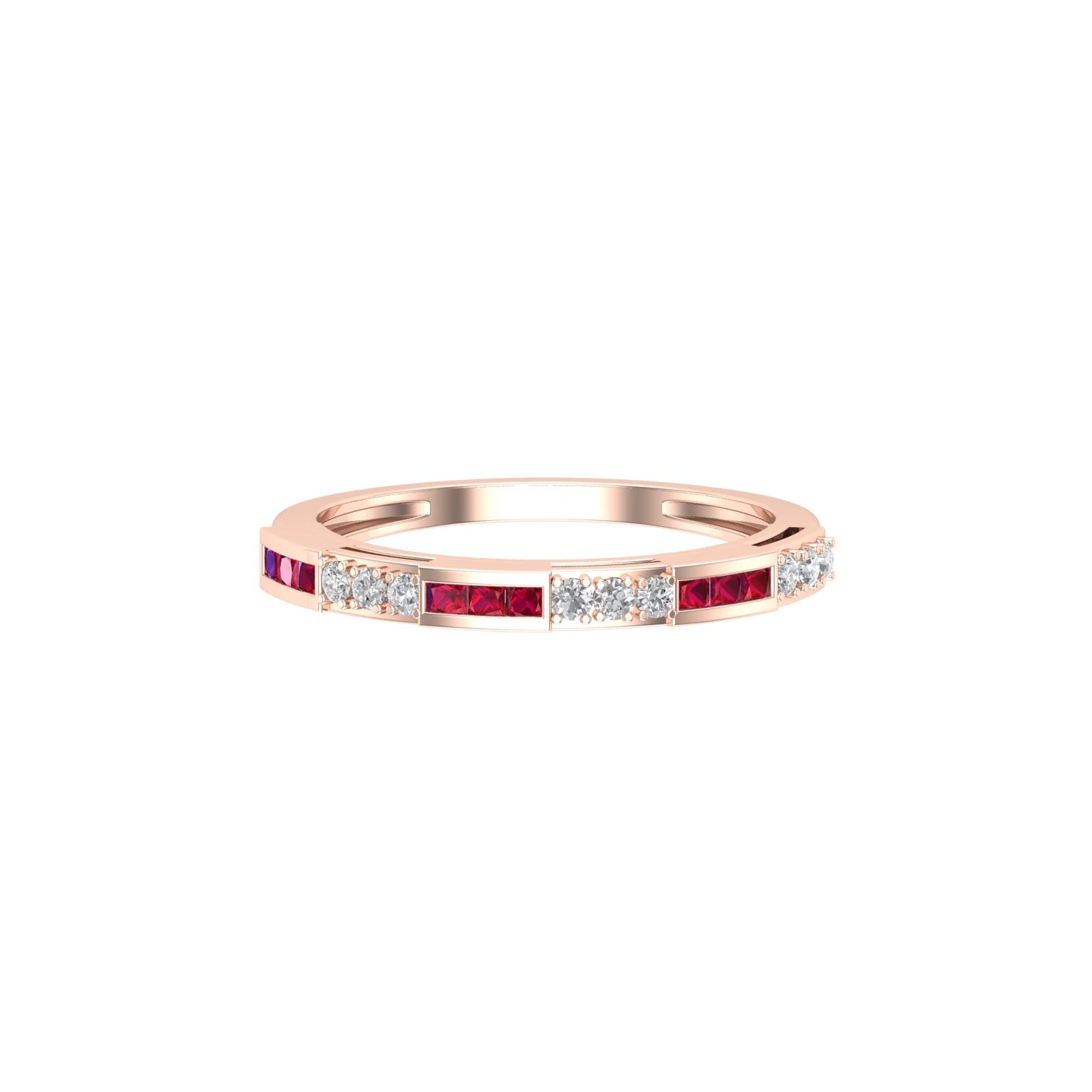 Solid Gold Ruby Diamond Engagement Stacking Band