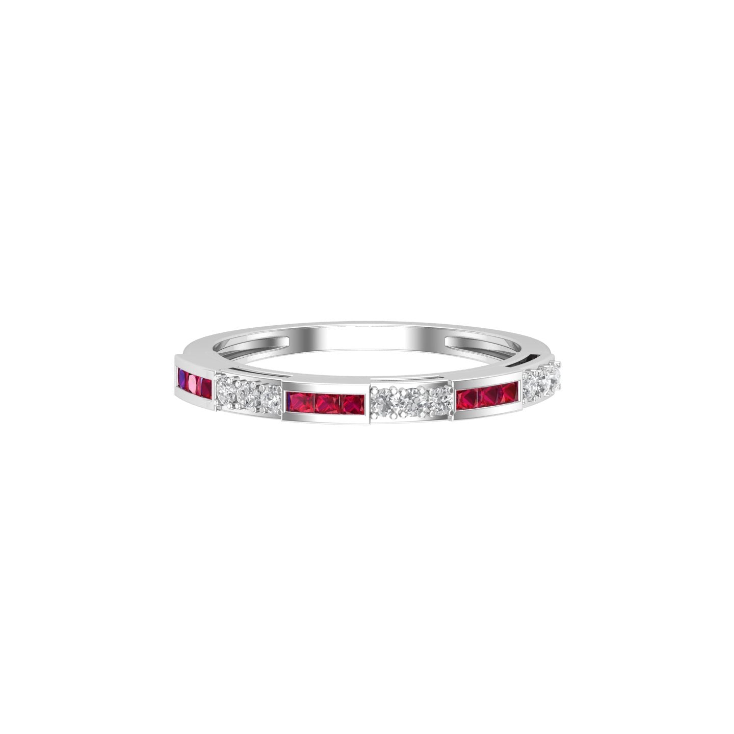 Solid Gold Ruby Diamond Engagement Stacking Band