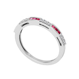Solid Gold Ruby Diamond Engagement Stacking Band